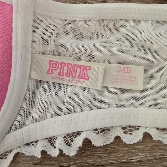 PINK Victoria's Secret White Lace Front Close Racerback Bralette 34B - Picture 7 of 10